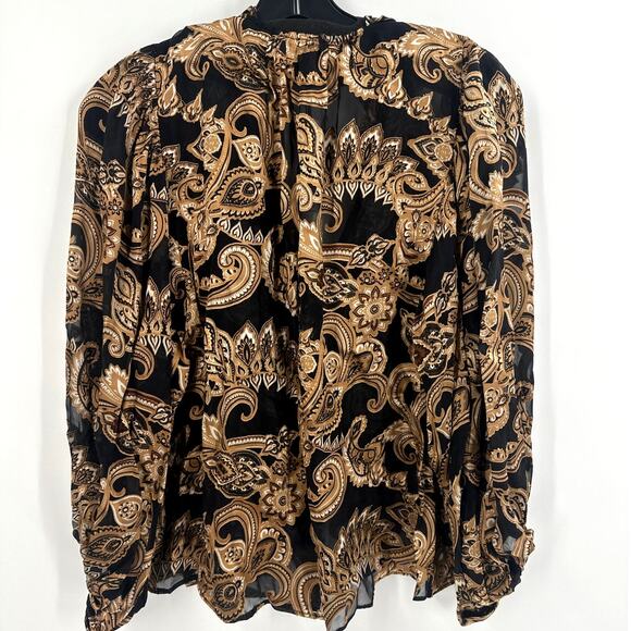 Alice and Olive Women's Spring Paisley Black Betsie Ruffled Blouse Top Size S - Picture 9 of 11